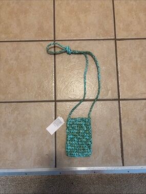 Old Navy Teal Braided Crossbody Phone Pouch